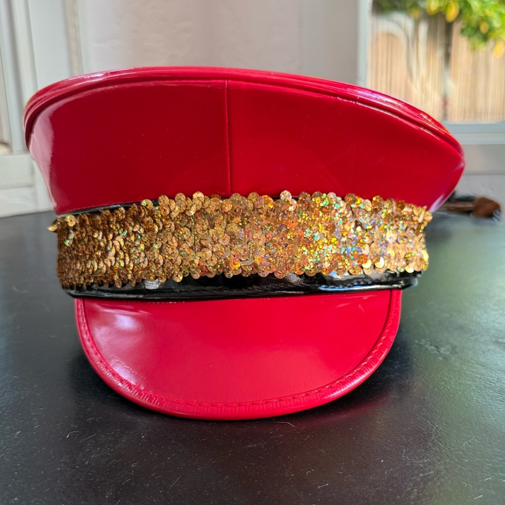 Red Sequin-Embellished Cap